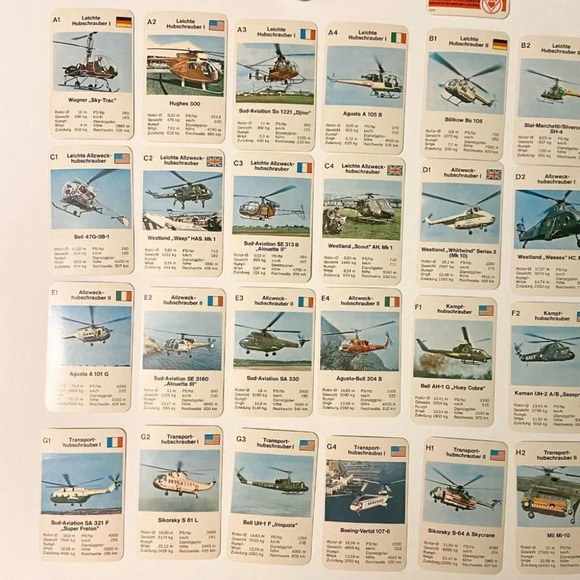 Vintage Hubschrauber Blitz Trumpf Cards German Helicopter Collectible Card Game - Picture 5 of 11